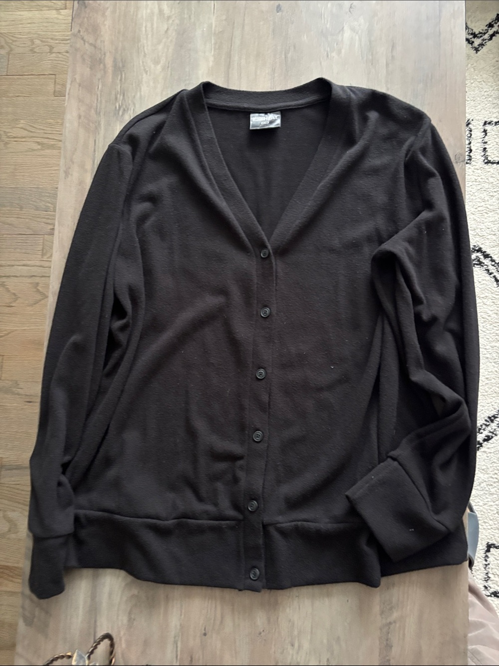 32 Degrees Classic Black V-Neck Button Cardigan Sweater - Women